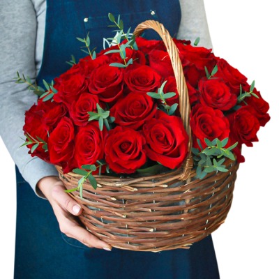 розы в корзине 